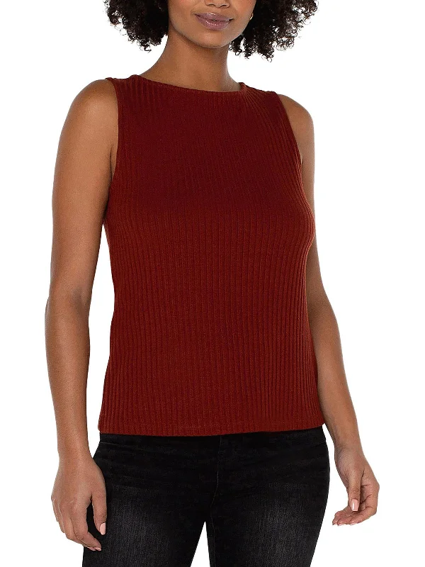 Womens Ribbed Sleeveless Pullover Top Minimalist Office - Ready Style