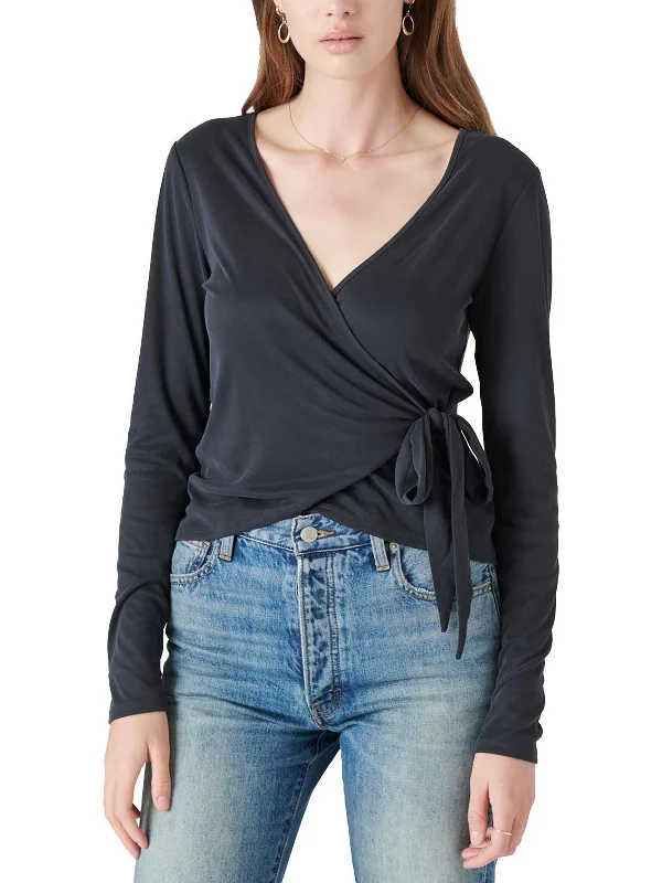 Womens Ribbed Surplice Wrap Top Save On Classic Elegant Styles