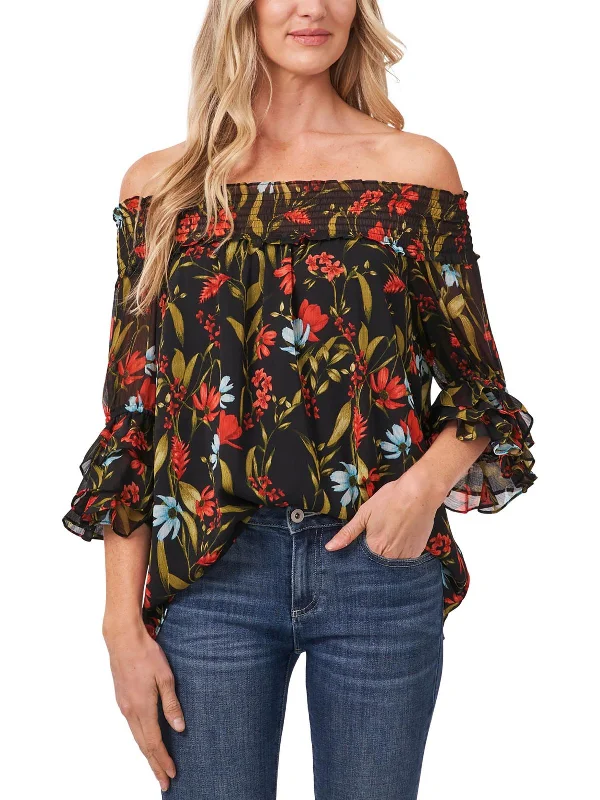 Womens Ruffled Floral Off The Shoulder New Styles Just In