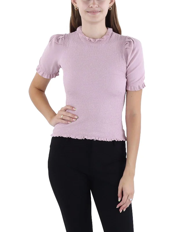 Womens Ruffled Mock Neck Pullover Top Winter Warm - Up Sale