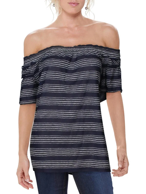 Womens Ruffled Off-The-Shoulder Blouse Luxe Layering