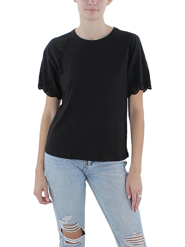 Womens Scalloped Cotton T-Shirt Seasonal Sale