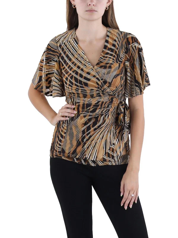 Womens Shell Tie Front Wrap Top Effortless Comfort