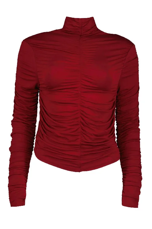 Women's Simone Turtleneck Top In Crimson Holiday Attire Sale