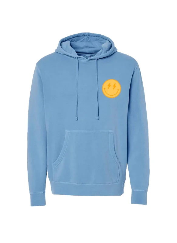 Women's Smiley Pigment Dyed Hoodie In Blue Forward Trendsetter