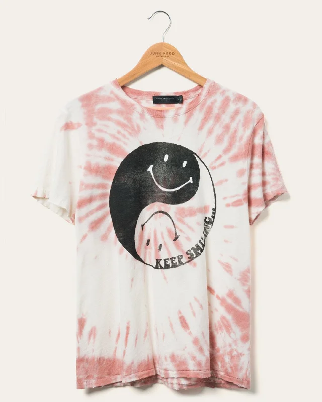 Women's Smiley Yin Yang Vintage Tee Feminine Soft - Hued Look