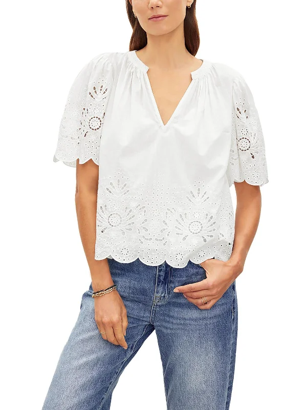 Womens Split Neck Embroidered Peasant Top Step Ahead, Lead The Trend