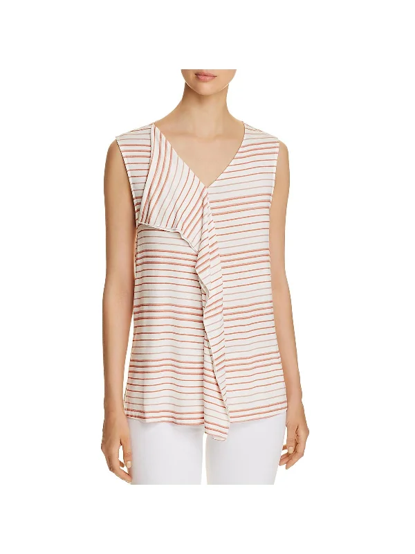 Womens Striped Ruffle Tank Top Vintage Elegance