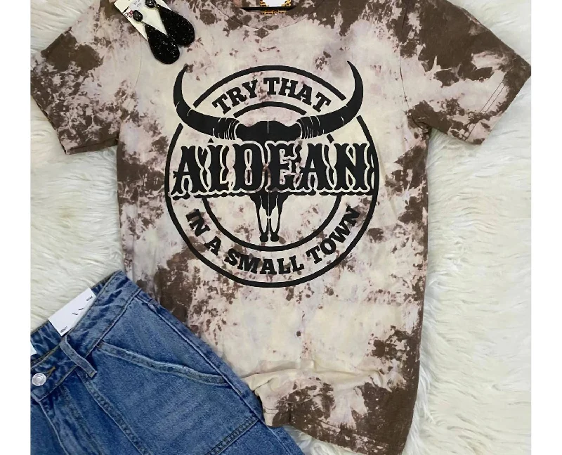 Women's Try That In A Small Town Aldean Tee In Heather Brown Limited Time Offers