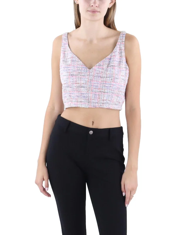 Womens Tweed Cropped Halter Top Attire Sale