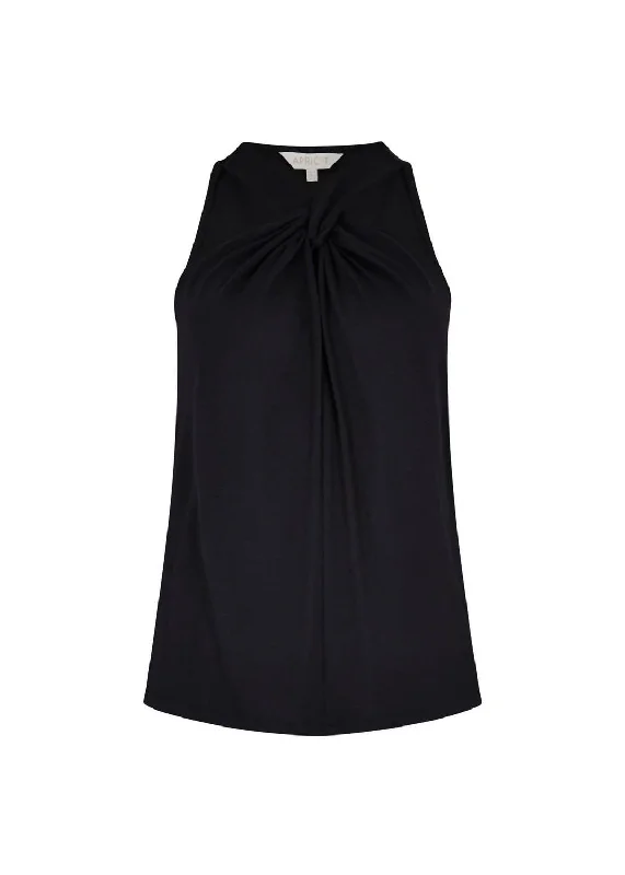 Women's Twist Front Top In Black Seasonal Trend