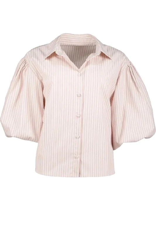 Women's Tyra Puff Sleeve Top In Pink Stripe Special Occasion Wear