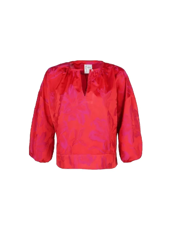 Women's Wild Orchid Jacquard Top In Red Mega Sales