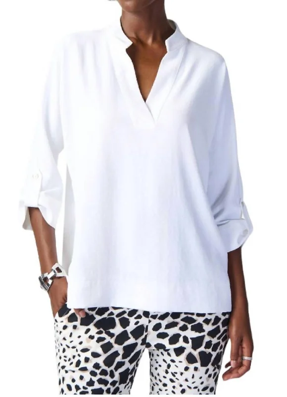 Woven Boxy Top With Dolman Sleeves In Vanilla Modern Glamour