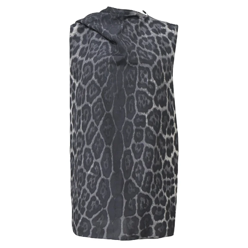 Yves Saint Laurent Printed Sleeveless Blouse in Animal Print Silk Special Offer For You