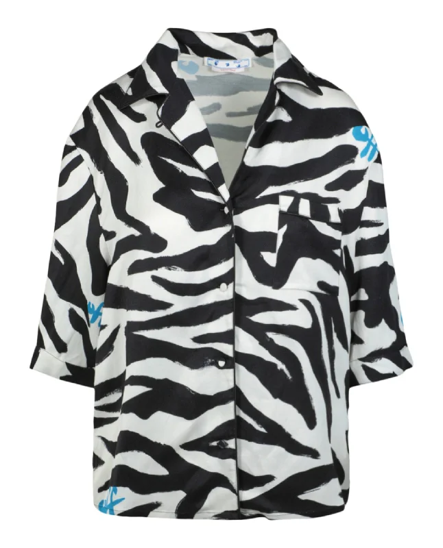 Zebra Printed Short Sleeve Shirt Exclusive Sale