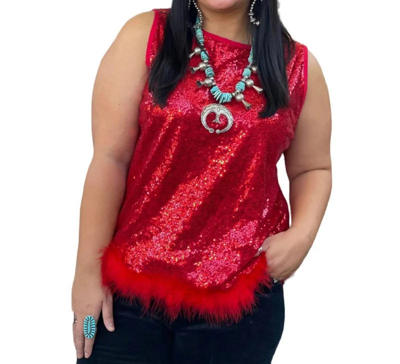 Zsazsa Sequin Top In Red Weekend Exclusive