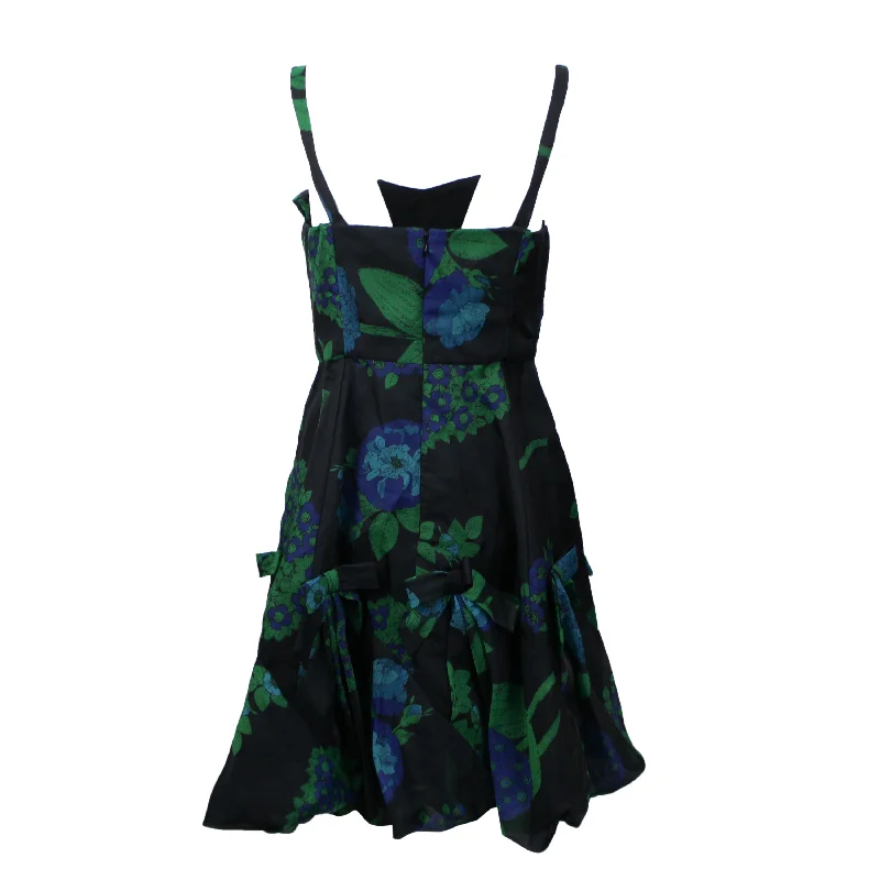 Anna Sui Floral Print Organza Dress - Black Budget Friendly