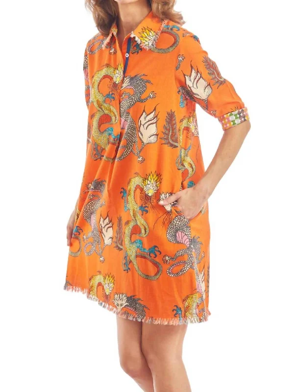 Chatham Dress In Orange Dragons Summer Essentials