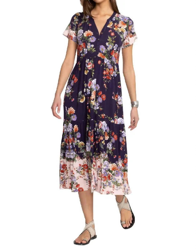 Elsa-Janie Favorite Tiered Henley Dress In Multi Seasonal Trends