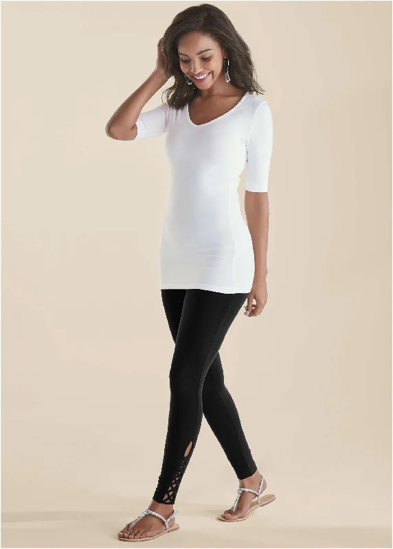 Ankle Detail Leggings - Black Fashion Forward