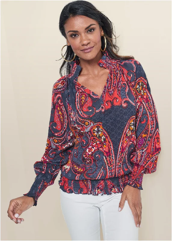 Paisley Top - Navy Multi Trend Setting Threads