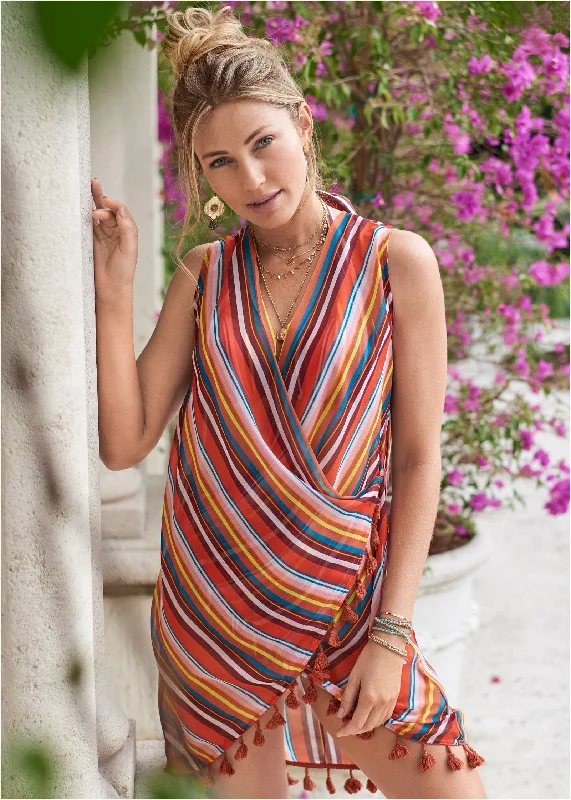 Wrap Kimono Cover-Up - Rory Stripe Feminine Grace