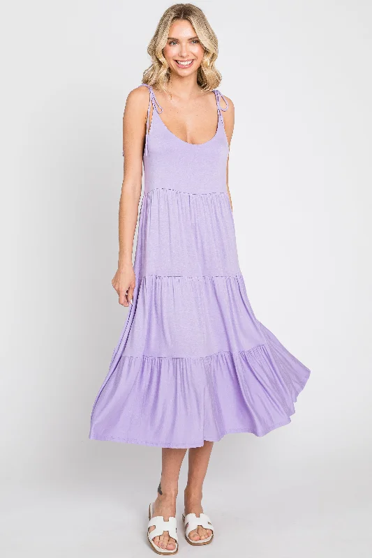 Lavender Sleeveless Tiered Midi Dress You'Ll Love Us Because