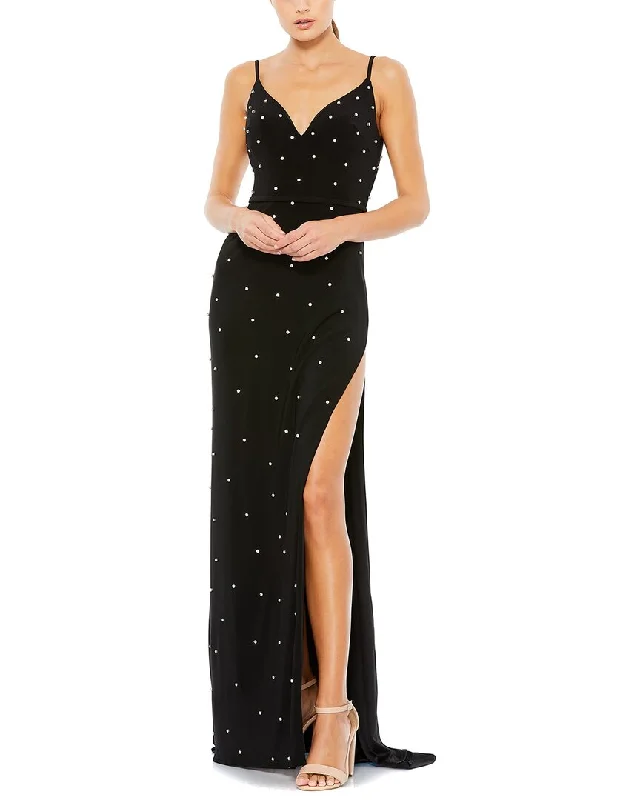 Mac Duggal Rhinestone Embellished V-Neck Gown Stay Ahead In Style