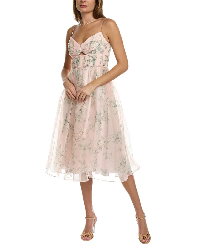 ML Monique Lhuillier Organza Midi Dress Trendy Urban Attire