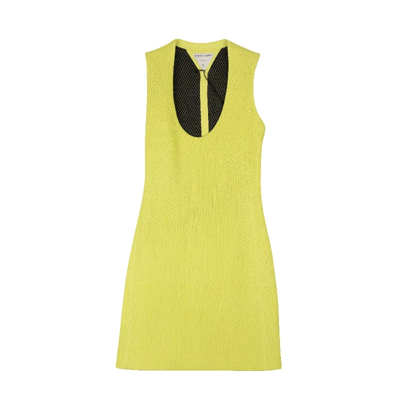 NWT BOTTEGA VENETA Yellow Quilted Leather Sleeveless Dress Big Savings