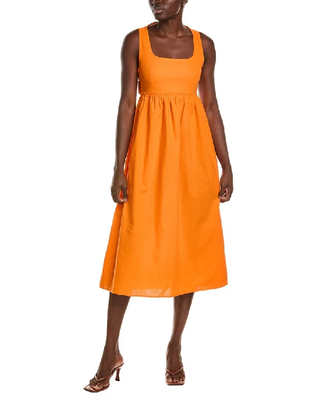 o.p.t. Mariabella Linen-Blend Midi Dress Special Offers, Don't Miss