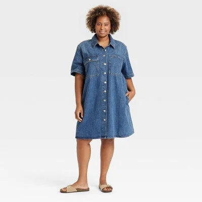 Open Box - Women's Short Sleeve Mini Shirtdress - Universal Thread Fashion Frontiers