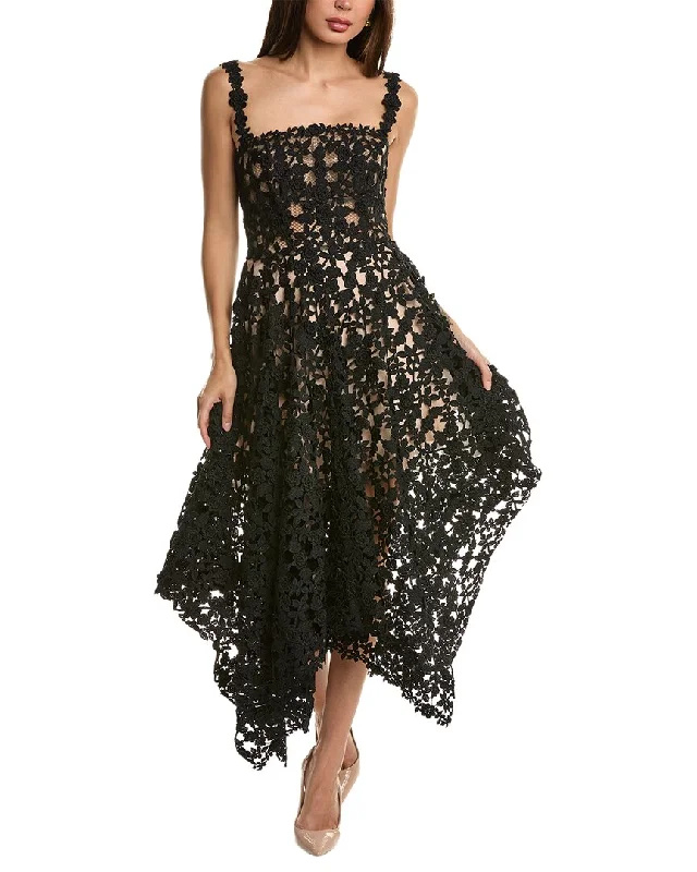 Oscar de la Renta Asymmetric Silk-Lined Dress Boho - Chic Festival - Ready Style