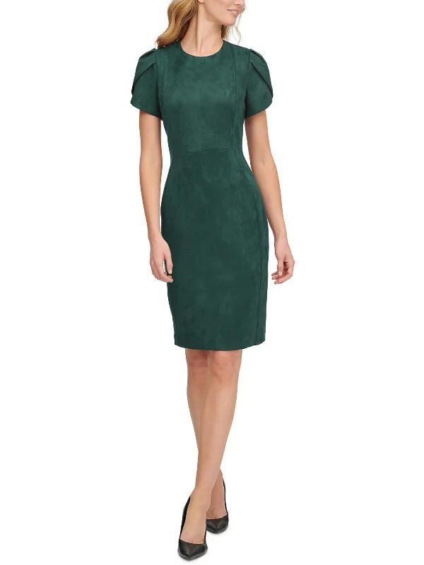 Petites Womens Faux Suede Sheath Dress Special Offer