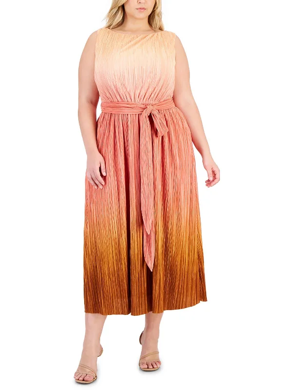 Plus Womens Ombre Polyester Midi Dress Subtle Sophistication