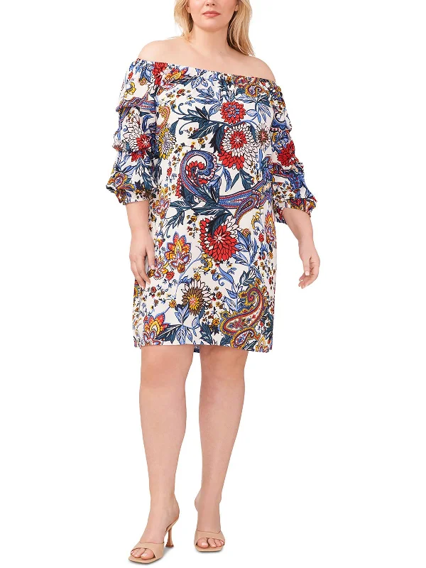 Plus Womens Printed Rayon Shift Dress Cool Prices