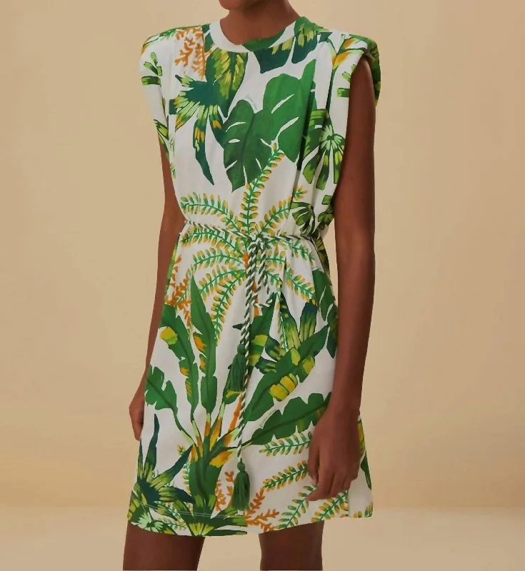 Tropical Forest T-Shirt Dress In Green Sustainable Fashion Extravaganza