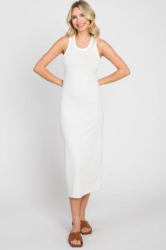 White Racerback Fitted Midi Dress Unleash Your Style