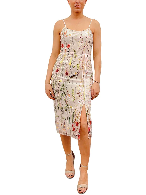 Womens Embroidered Sheath Dress Pastel Styles