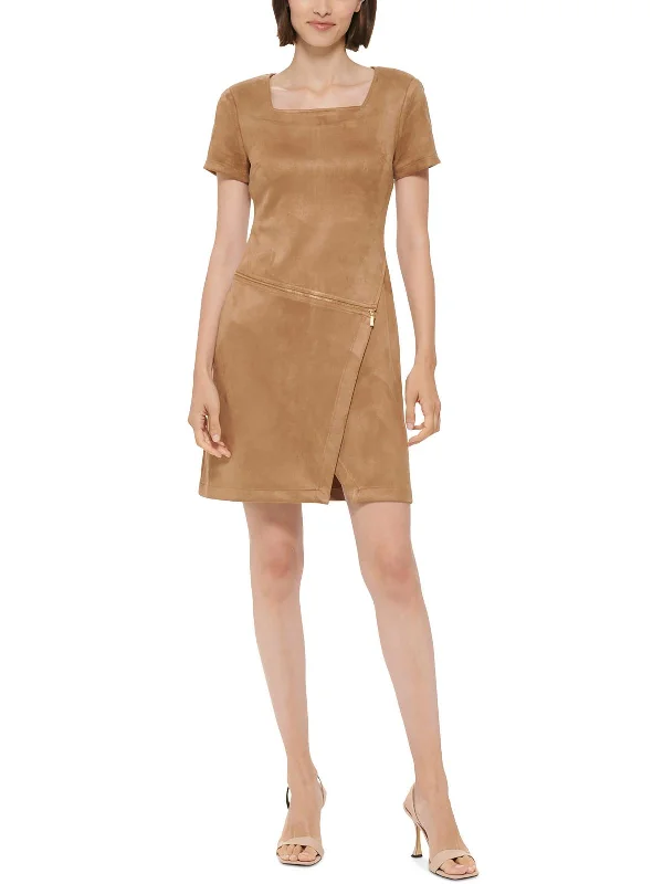 Womens Faux Suede Sheath Dress Limited Time Offers