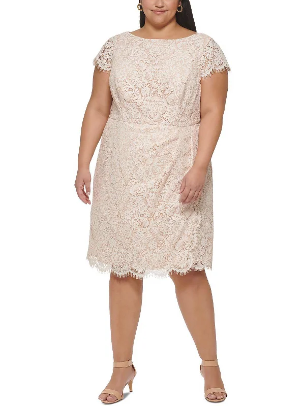 Womens Lace Scalloped Shift Dress Versatile Wardrobe Essentials