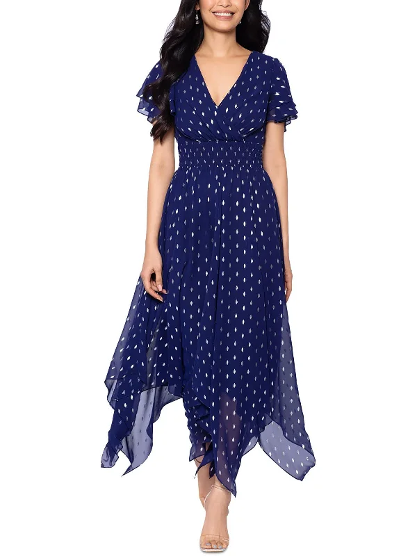 Womens Metallic Chiffon Maxi Dress Clearance Event