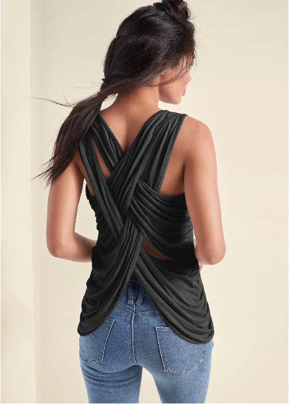 Crisscross Detail Top - Black Big Savings