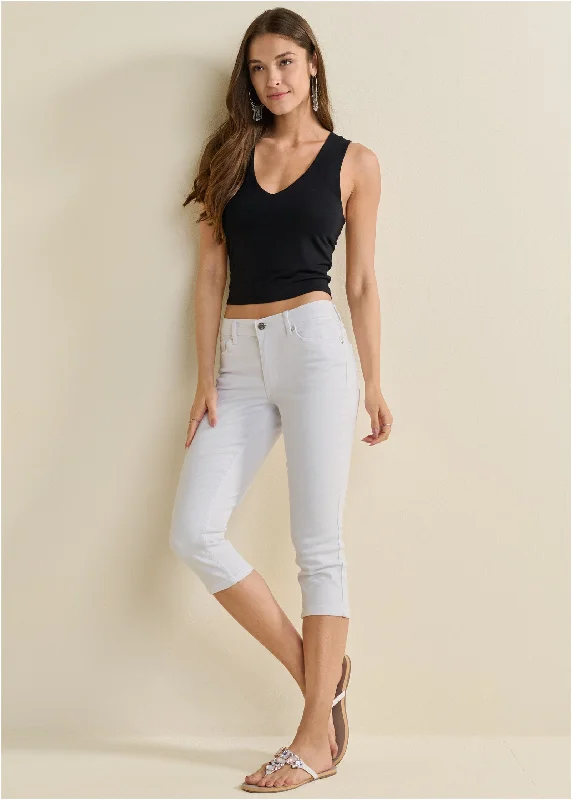 Cindy Capri Jeans - White Luxury Fashion