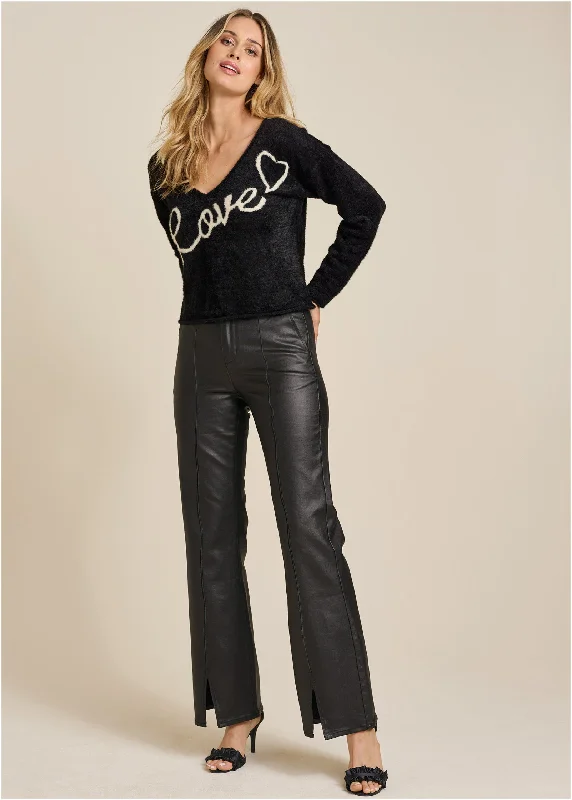 Coated Flare Jeans - Black Break Fashion Norms