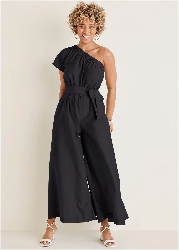 One Shoulder Jumpsuit - Black Inspired By You, Designed For You