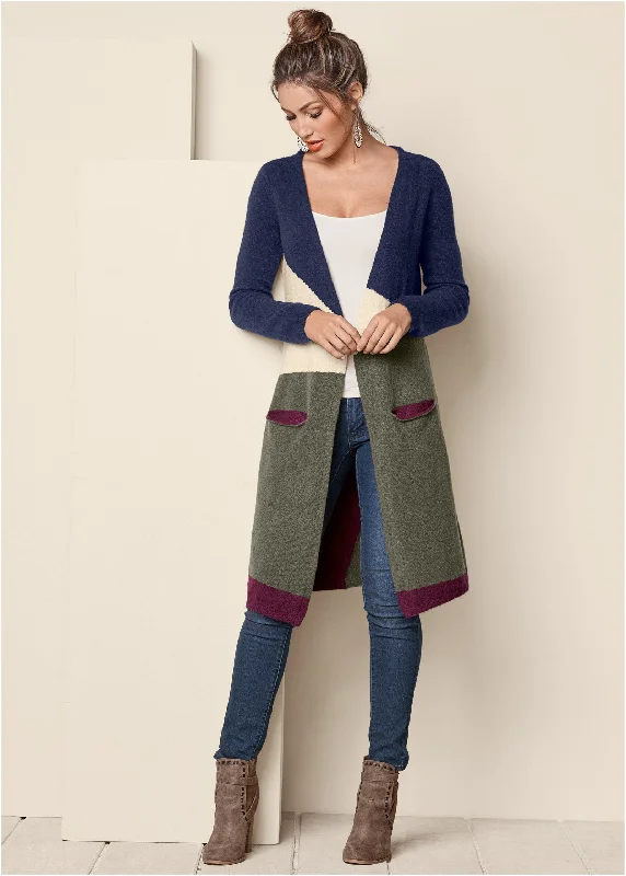 Color Block Cardigan - Navy Multi Style Beyond Borders