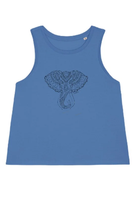 Blue Elephant Print Yoga Vest Top Cool Prices