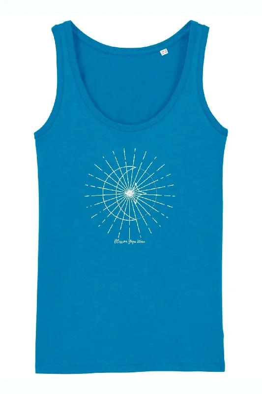 Celestial Print Yoga Vest Top Azure Blue Stylish Looks